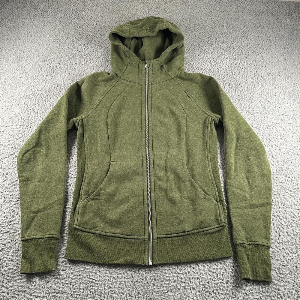 Lululemon Scuba Hoodie Womens 6 Green Fleece Full Zip Thumbholes Sweatshirt